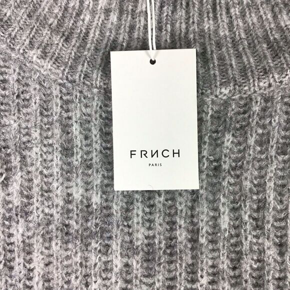 FRNCH Womens M/L Grey Neola Oversized Mock Neck Ribbed Balloon Sleeve Sweater - Picture 5 of 10